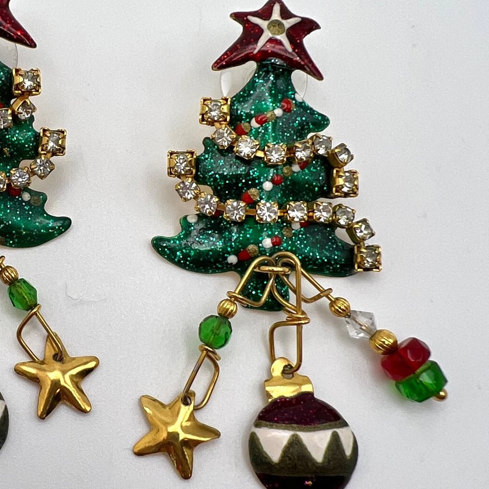 Lunch at the Ritz Christmas Tree Earrings - Picture 3 of 5